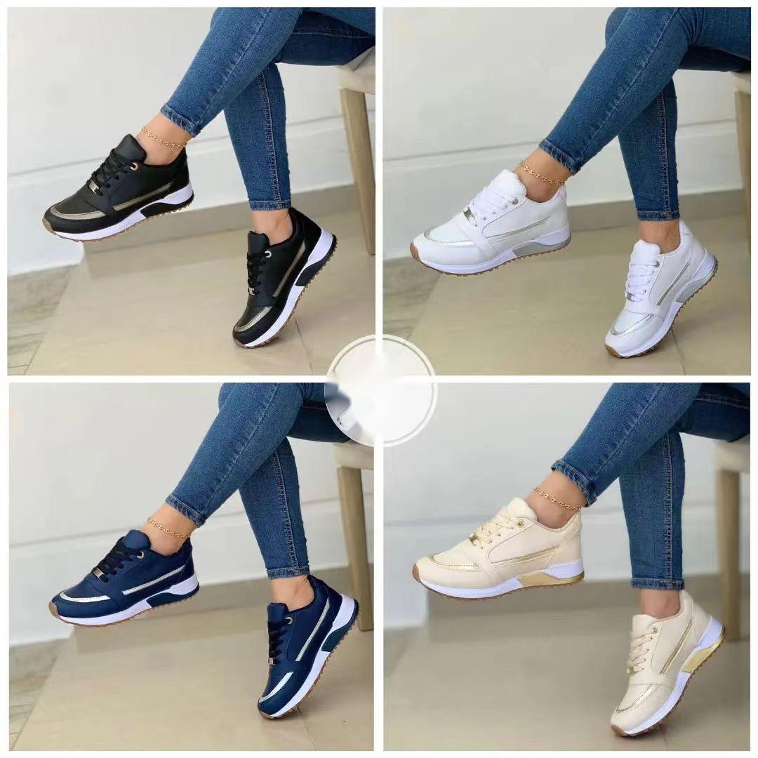 Damen Sportliche Lace-Up Sneakers mit atmungsaktivem Obermaterial und dämpfender Sohle EB