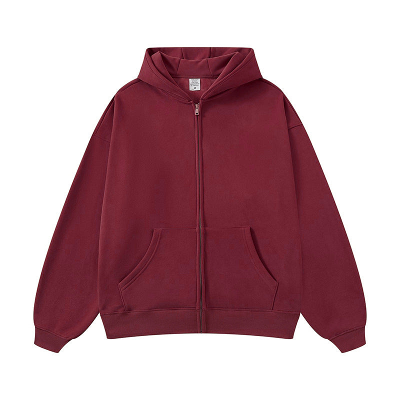 Unisex nan Kapuzen-Sweatjacke mit durchgehendem Reißverschluss, oversized Passform und Kängurutaschen EB