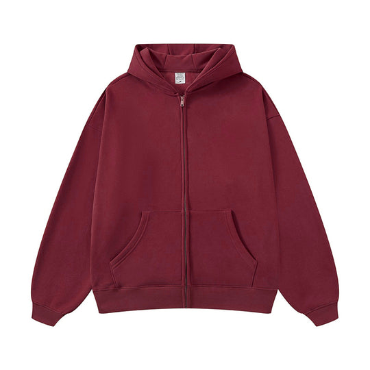 Unisex nan Kapuzen-Sweatjacke mit durchgehendem Reißverschluss, oversized Passform und Kängurutaschen EB