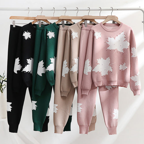 Damen Freizeit-Loungewear-Set mit floralem Design und elastischem Bund EB