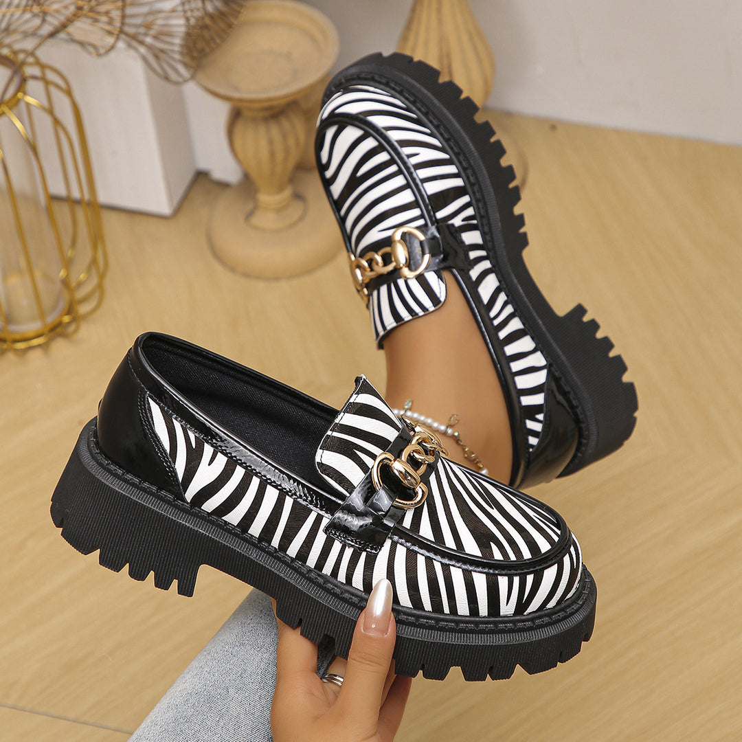 Damen Trendige Mokassin-Schuhe mit auffälligem Zebra-Druck und komfortabler Sohle EB