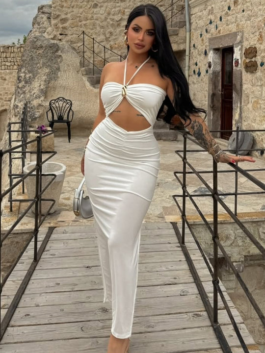 Damen figurbetontes Abendkleid mit schulterfreiem Design und eleganter Drapierung EB