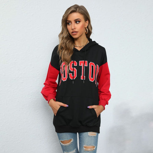 Damen Hoodie-Kleid mit farblich abgesetzten Ärmeln und lässigem Schnitt EB