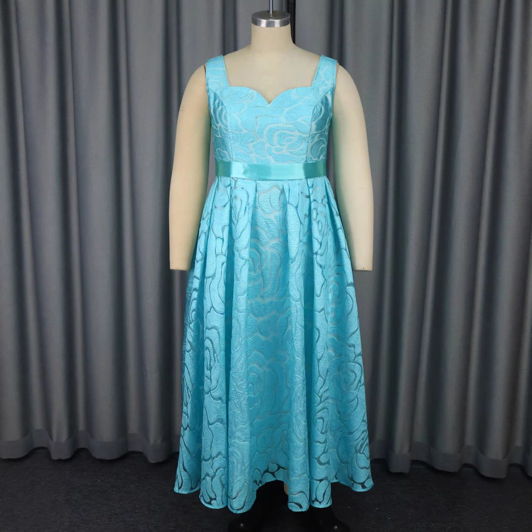 Damen Elegantes A-Linien Kleid mit floralem Jacquard-Muster EB