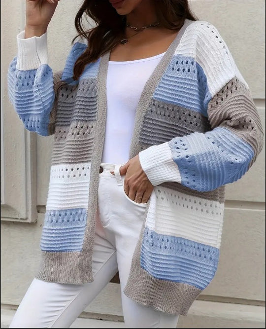 Damen modische Strickjacke mit einzigartigem Muster und lässigem Schnitt EB