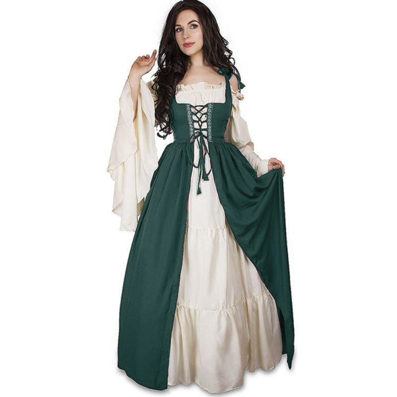 Damen historisches Kleid mit romantischem V-Ausschnitt und voluminösen Ärmeln EB