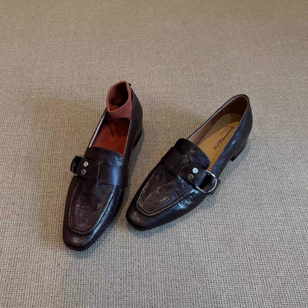 Damen klassische Mokassins mit eleganter Schnallenapplikation EB
