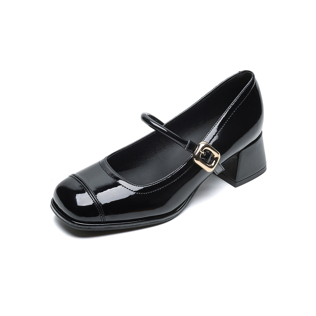 Damen elegante Mary-Jane Schuhe mit komfortablem Blockabsatz EB
