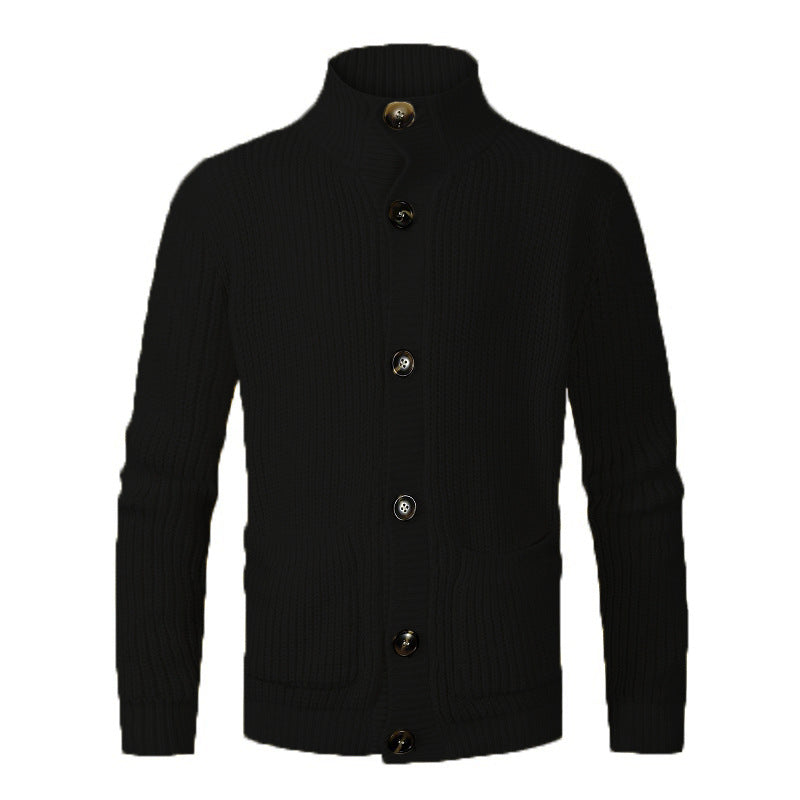 Herren modischer Strickcardigan mit hohem Kragen und Knopfdetails EB