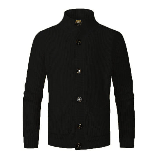 Herren modischer Strickcardigan mit hohem Kragen und Knopfdetails EB