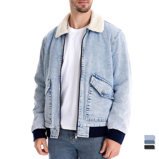 Herren Jeansjacke mit Fleecefutter und praktischen Taschen EB