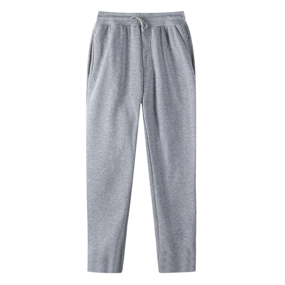 Herren nan geradlinige Sweatpants aus melierter Baumwollmischung mit elastischem Bund Kordelzug und Seitentaschen EB