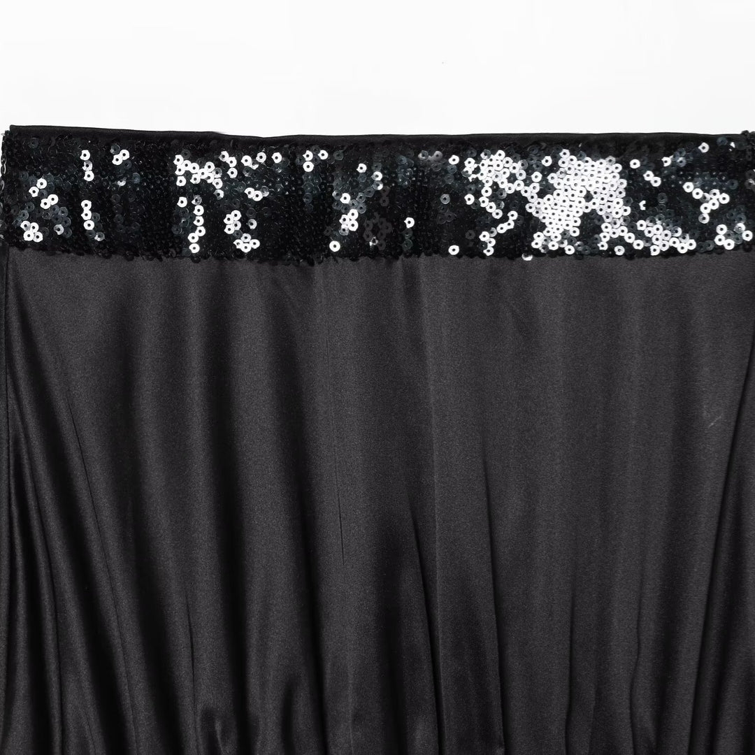 Damen Glitzernder Miniröcke mit elastischem Bund und glattem Satin EB