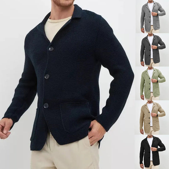 Herren Strickjacke mit warmem Schalkragen und praktischen Taschen EB