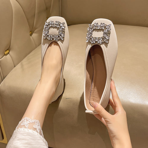 Damen modische Ballerinas mit glamourösem Schmuckdetail EB
