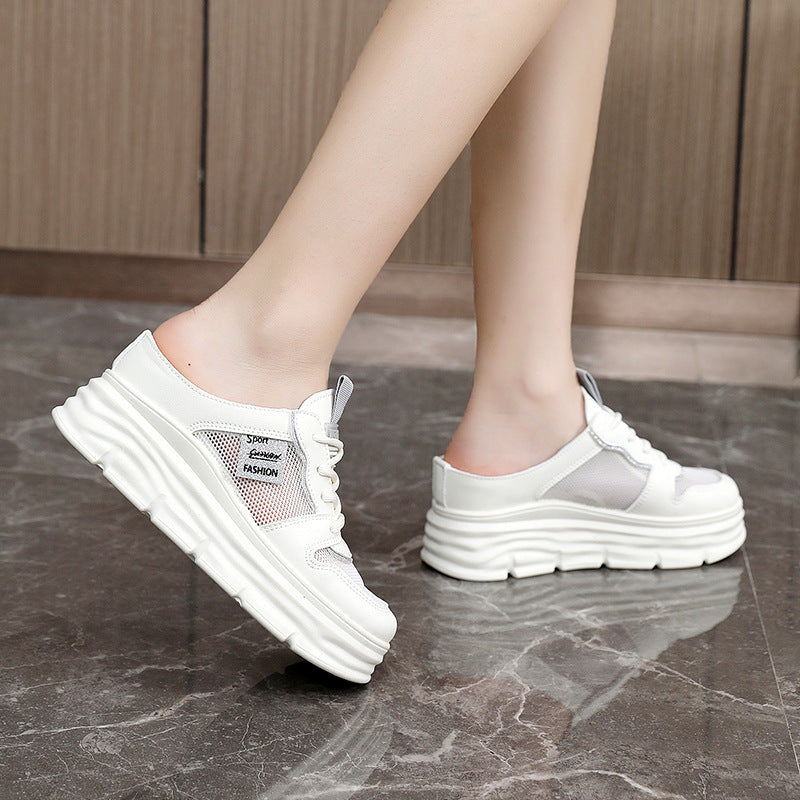 Damen Plattform Sneaker mit atmungsaktivem Mesh-Obermaterial und geräumiger Sohle EB