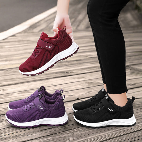 Damen Sportliche Sneakers mit Klettverschluss und atmungsaktivem Mesh-Obermaterial EB