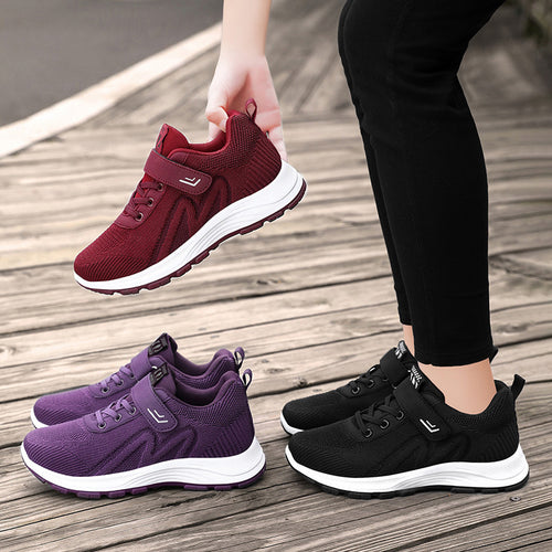 Damen Sportliche Sneakers mit Klettverschluss und atmungsaktivem Mesh-Obermaterial EB