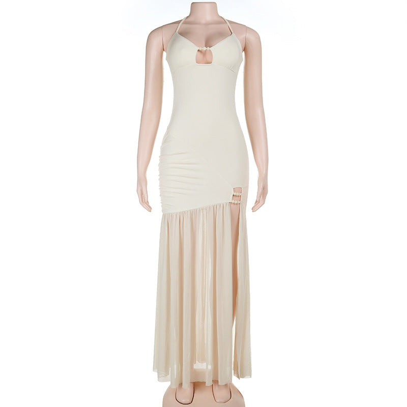Damen Langes Sommerkleid mit verstellbaren Trägern und raffinierten Rüschendetails EB