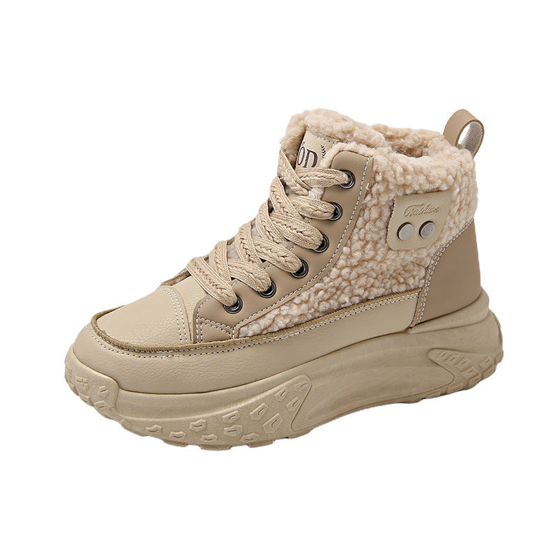 Damen High-Top Sneakers mit warmem Kunstfellfutter und rutschfester Sohle EB