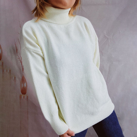EB | Einfarbiger Warmer Strickpullover Für Alltag