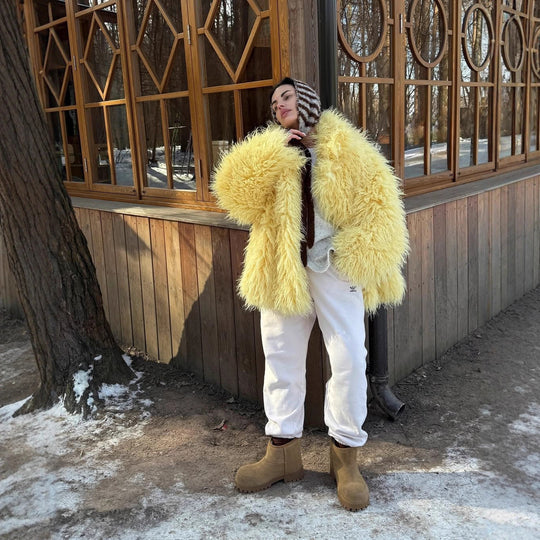 Damen Luxuriöse und flauschige Kunstpelzjacke EB
