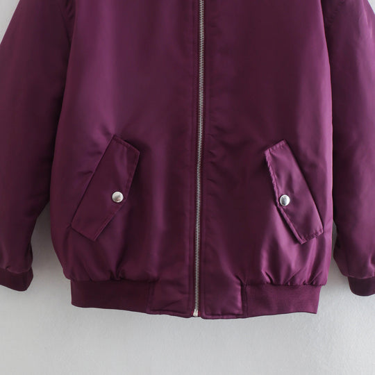 Damen lässige Bomberjacke mit praktischen Taschen und Reißverschluss EB