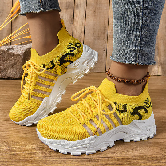 Damen elastische Sport-Sneaker mit atmungsaktiver Strickstruktur EB