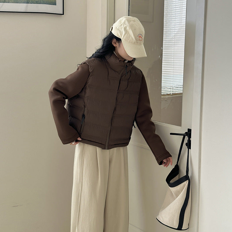 Damen Funktionale Pufferjacke mit Taschen und hohem Kragen EB