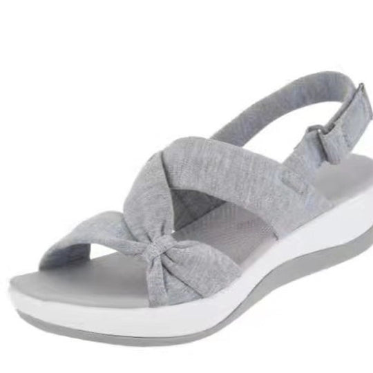Damen Wedge-Sandalen mit dekorativem Schleifen-Design und rutschfester Sohle EB