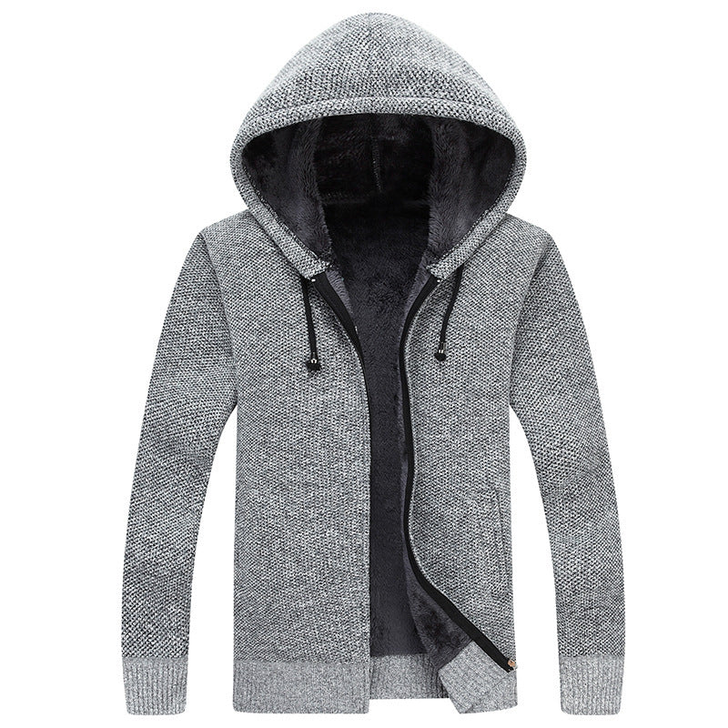 Herren bequeme Fleece-Jacke mit Kapuze und weichem Innenfutter EB