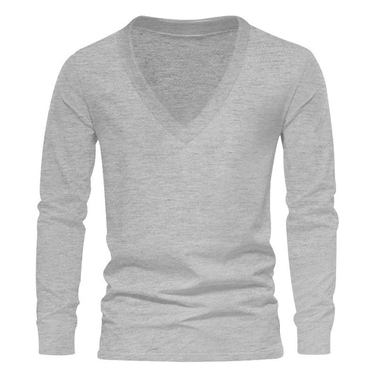 Herren V-Ausschnitt Langarm-T-Shirt mit hochwertigem Baumwollmix und bequemer Passform EB