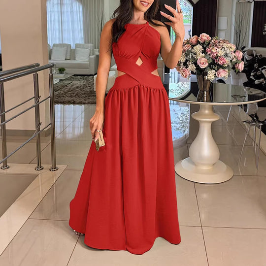 Damen Maxikleid mit eleganter Überkreuzung und modischem Ausschnitt EB