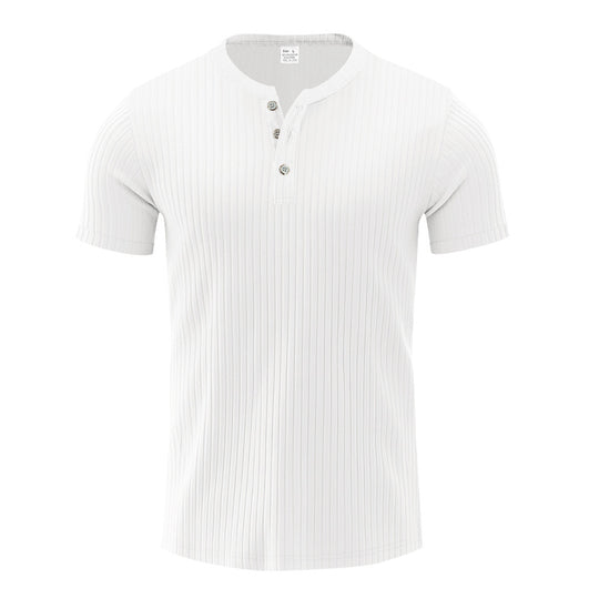 Herren Kurzarm-Henley-T-Shirt mit strukturiertem Design EB