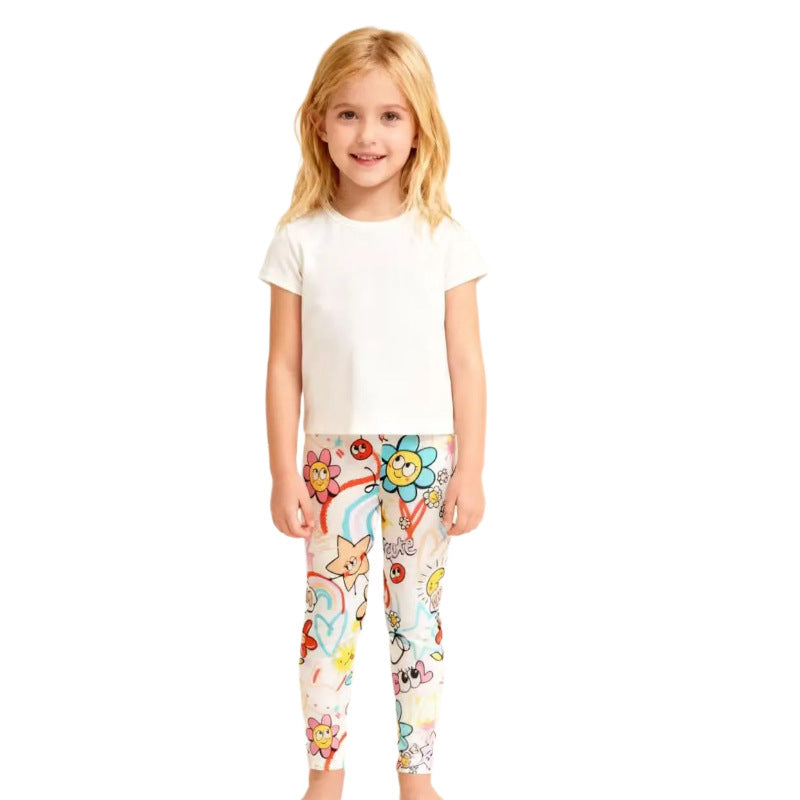 Mädchen Leggings mit buntem Frühlingsdesign EB