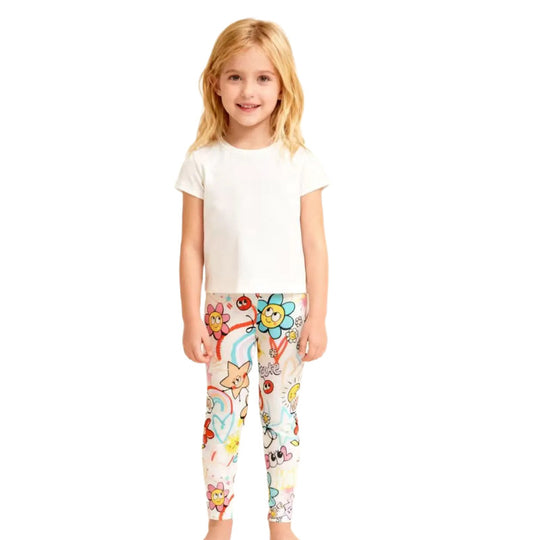 Mädchen Leggings mit buntem Frühlingsdesign EB