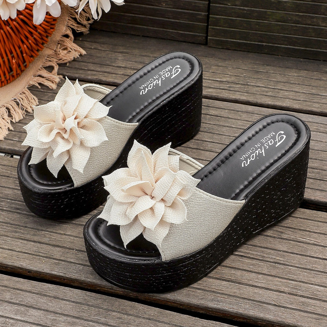 Damen Wedge-Pantoletten mit floralem Design und rutschfester Sohle EB