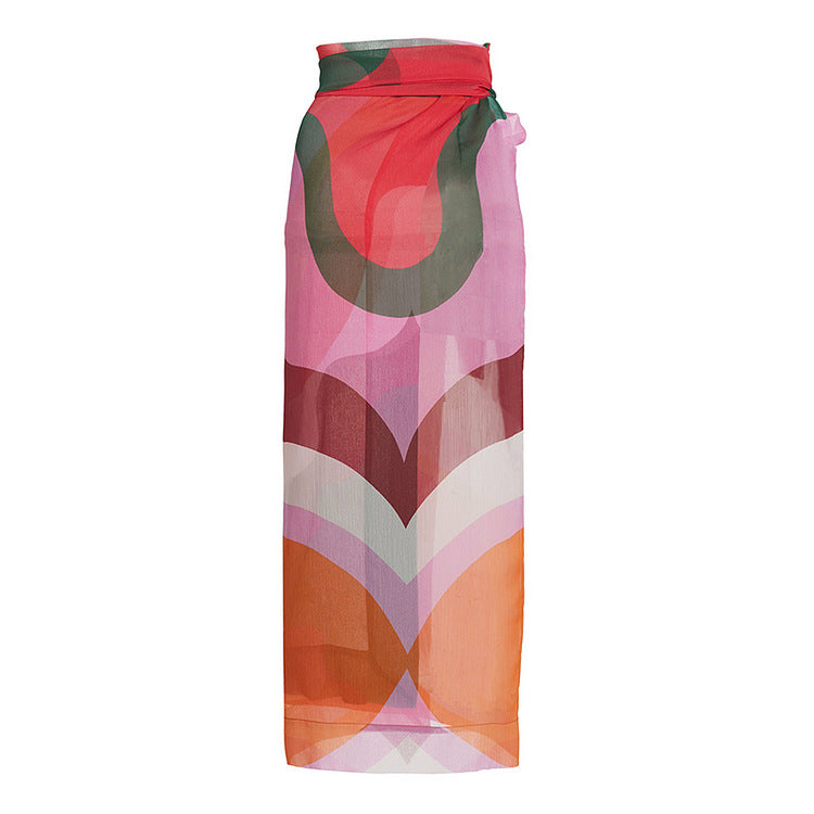 Damen asymmetrischer Badeanzug mit modernem Grafikdesign EB
