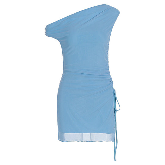 Damen Raffiniertes One-Shoulder Minikleid mit seitlicher Raffung EB