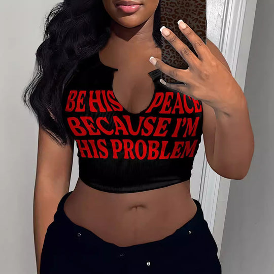 Damen Crop-Top mit auffälligem Schriftzug und lockerer Passform EB
