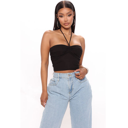 Damen trägerloser Top mit gerafftem Detail EB