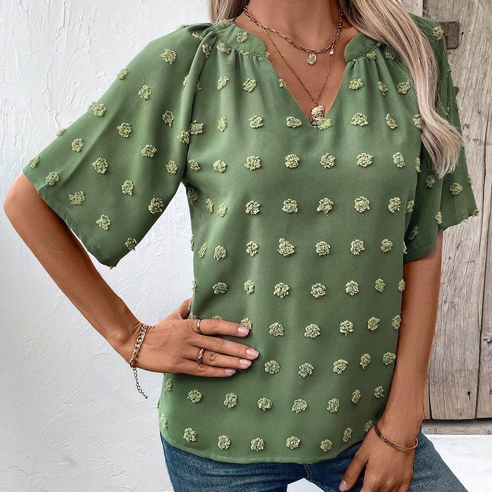 Damen elegantes Oberteil mit strukturiertem Blumenmuster EB