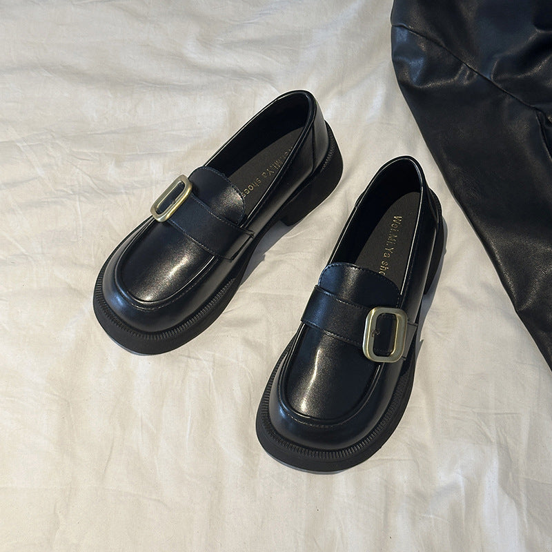 Damen Elegante Loafers mit glänzender Oberfläche und dekorativem Schnallenverschluss EB