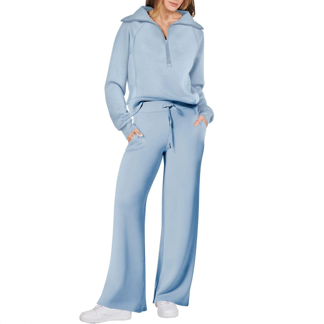 Damen elegantes Freizeitset mit hochgeschlossenem Kragen EB