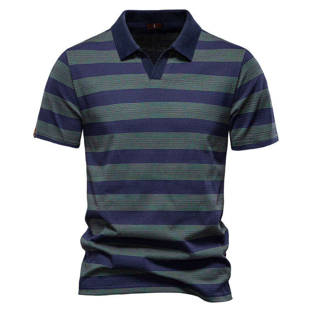 Herren Polo-Shirt mit stylischem V-Ausschnitt und modernem Streifenmuster EB