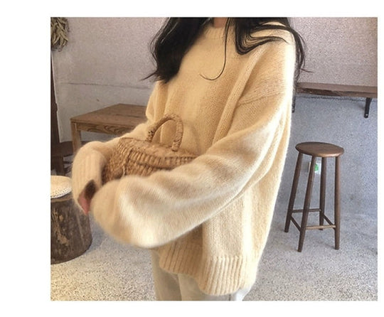 Damen bequemer Oversize-Pullover EB