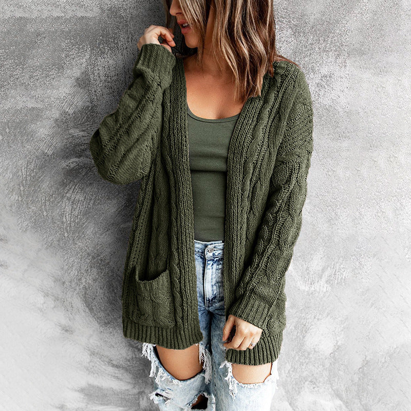 Damen Strickjacke mit Kabelmuster und lässiger Passform EB