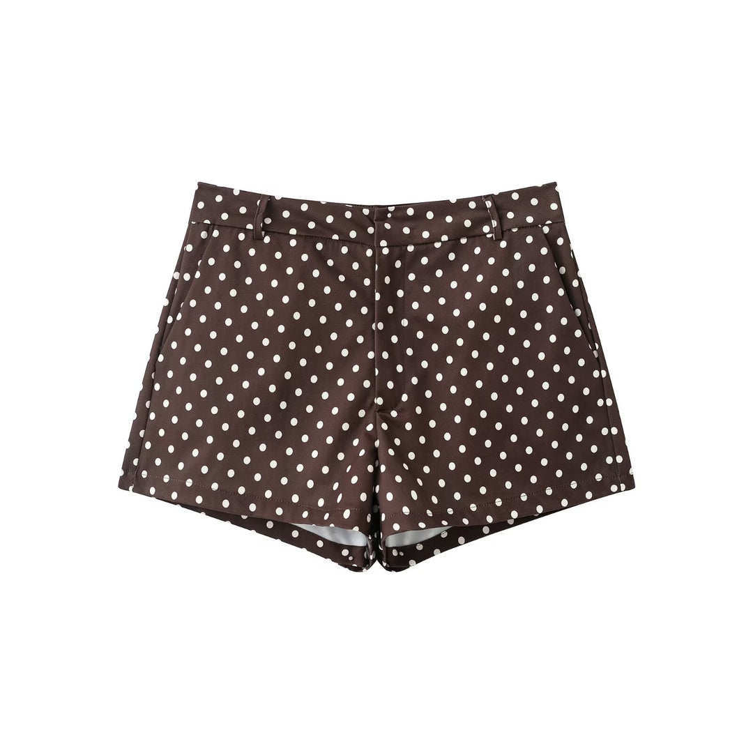 Damen nan weite High-Waist Schlaghose mit Punkteprint und elastischem Bund EB