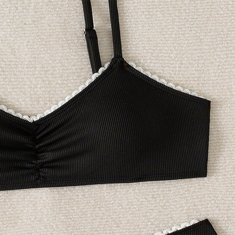 Damen Hoch tailliertes Bikini-Set mit Rüschendetails EB