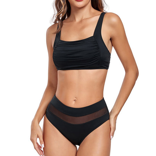 Damen Hoch tailliertes Bikini-Set mit modischem Mesh-Detail EB